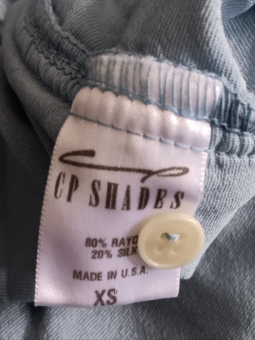 CP Shades Blue Silk Blend Velvet Romy Button Down Boho Drapey Shirt XS - Picture 7 of 7
